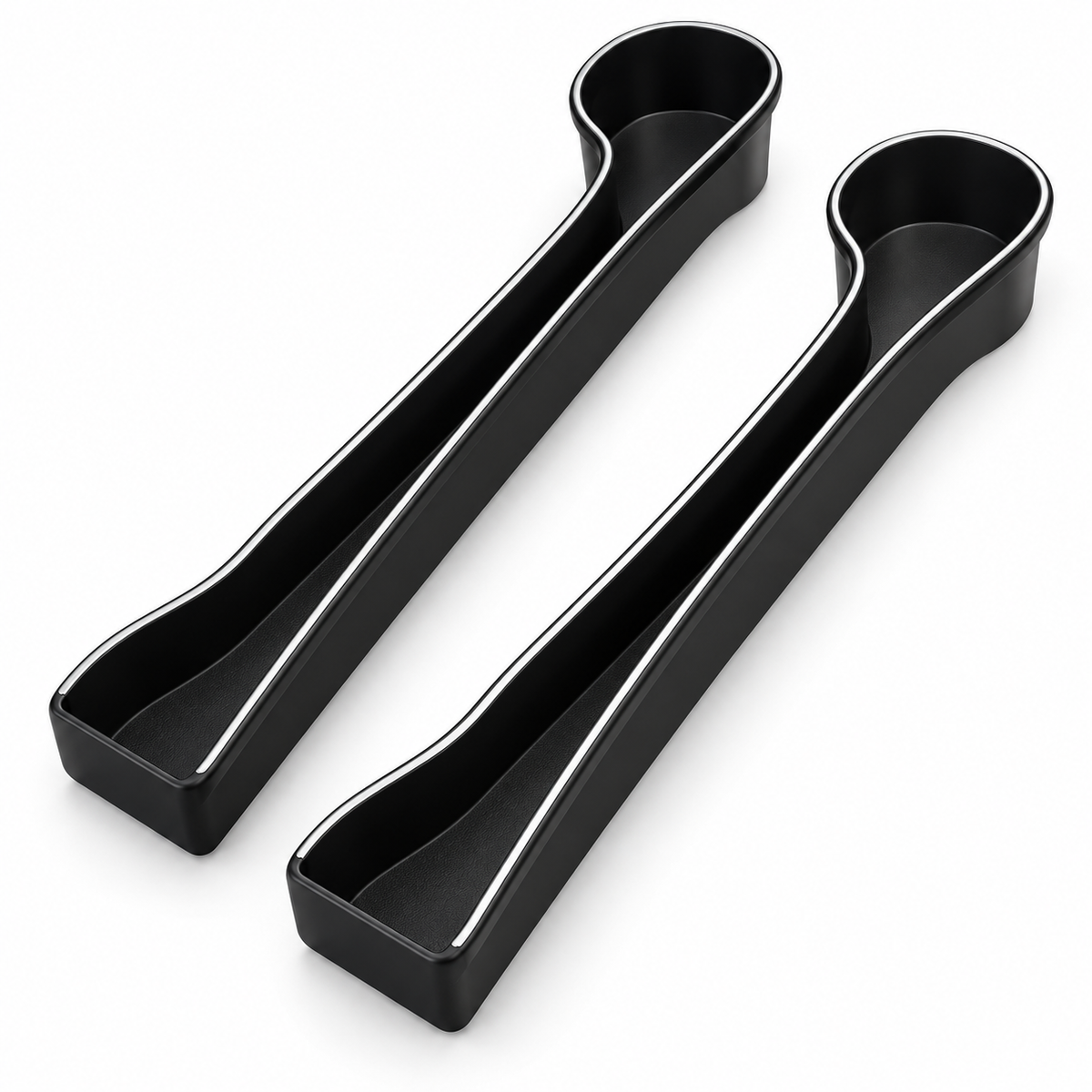 AI-generated studio product illustration for Car Seat Gap Organisers – Black, Pair; exact supplied contents require supplier confirmation