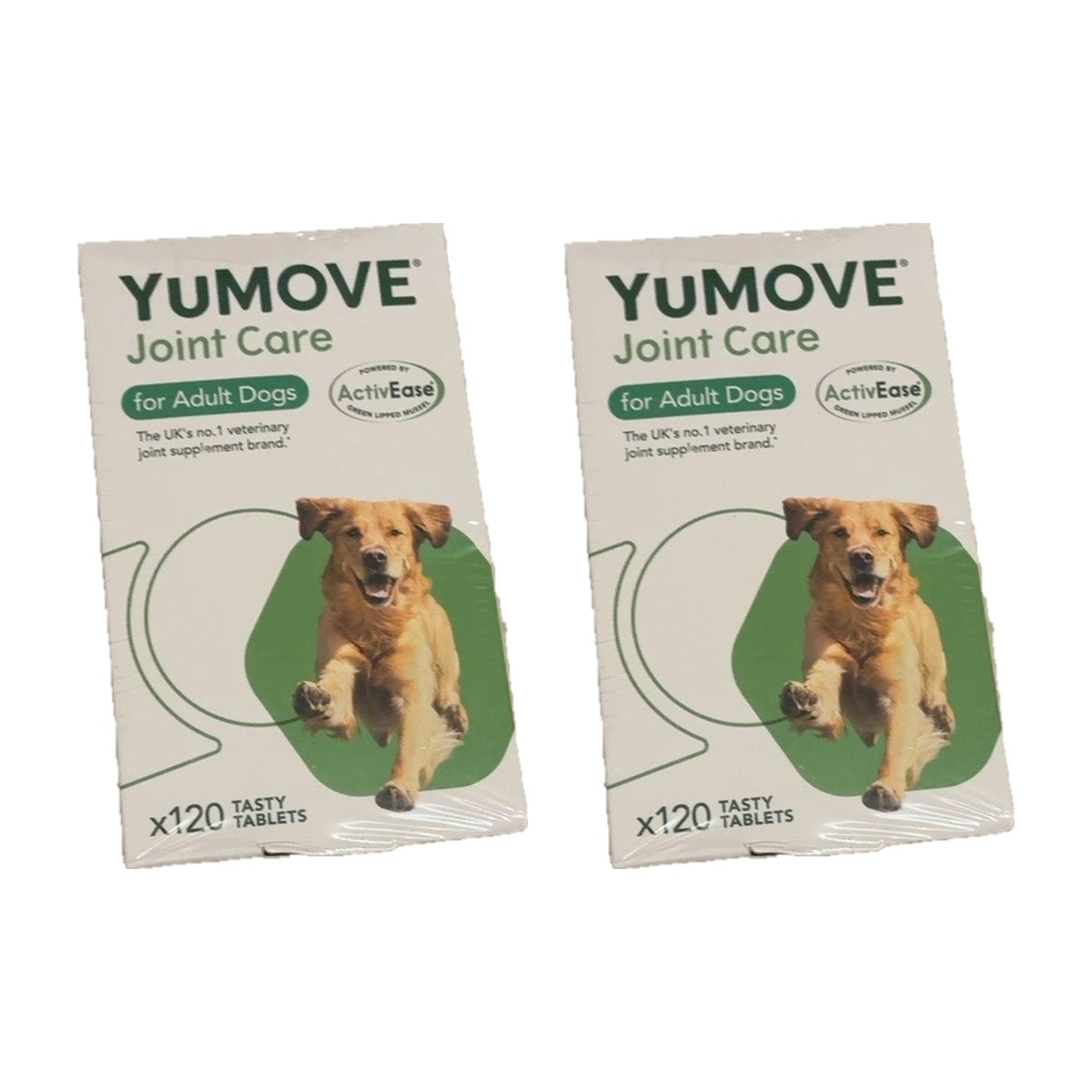 Two packs of YuMOVE Joint Care for Adult Dogs, 120 tablets each