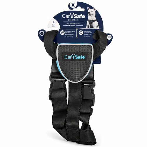 CarSafe Essentials dog travel harness, large, black and grey