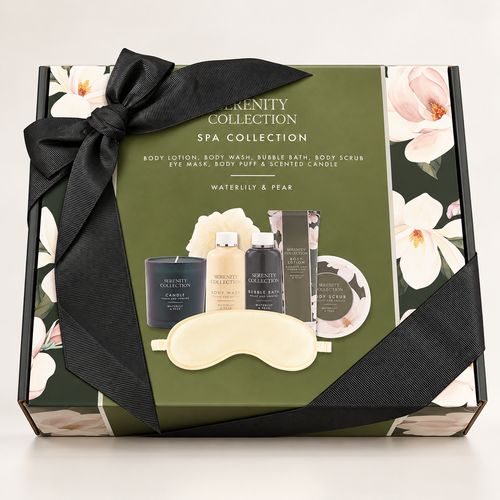 Serenity Collection Waterlily and Pear spa gift set in floral gift box
